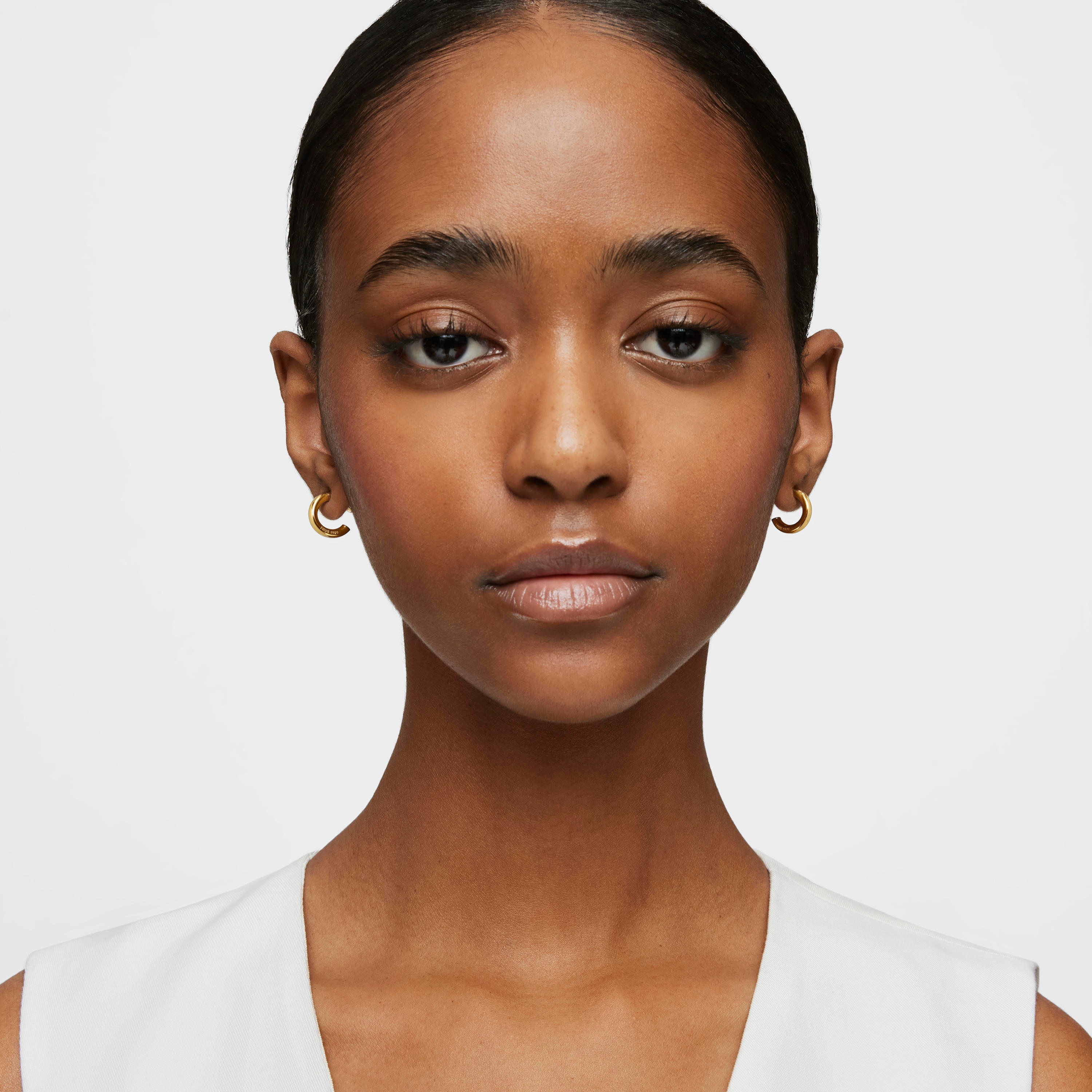 Short 14 mm Hoop earrings with 18kt gold plating over silver TOUS Basics