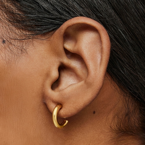 Short 14 mm Hoop earrings with 18kt gold plating over silver TOUS Basics