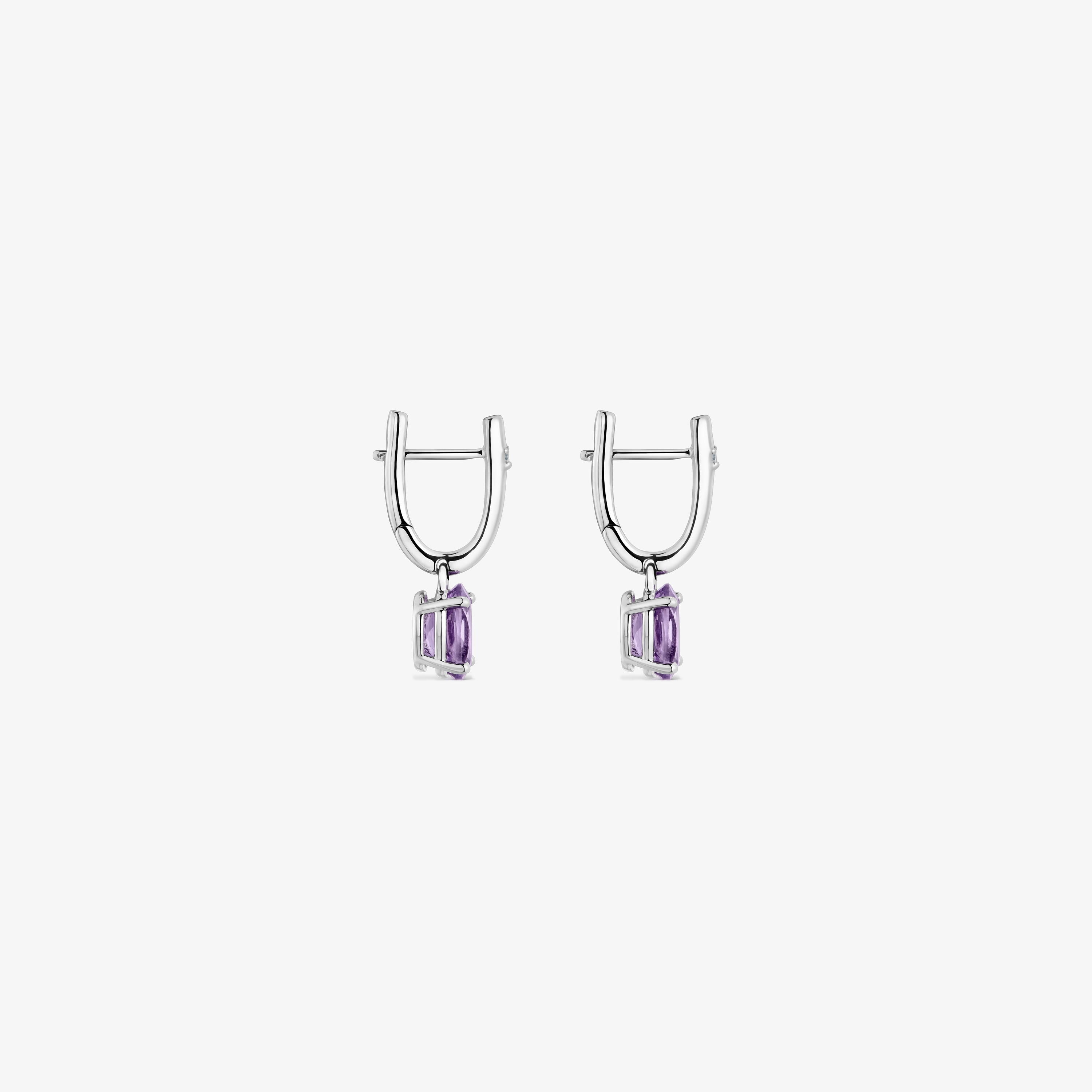 Silver Hoop earrings with amethyst and diamonds TOUS Basic Colors