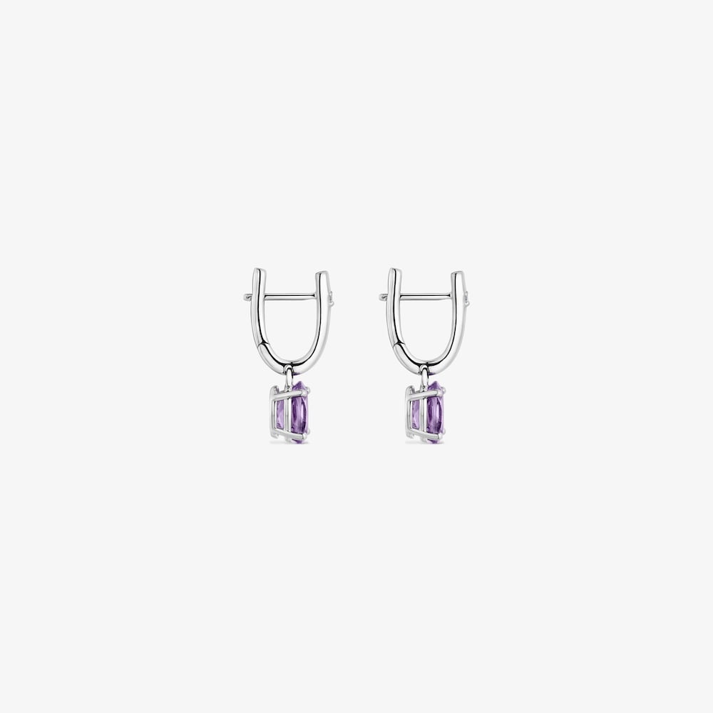 Silver Hoop earrings with amethyst and diamonds TOUS Basic Colors