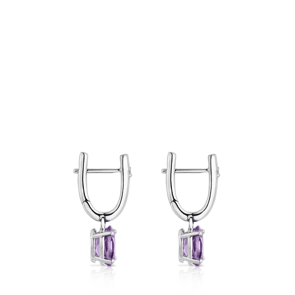 Pendientes aro de plata, amatista y diamantes Basic Colors Pendientes aro de plata, amatista y diamantes Basic Colors