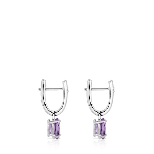 Silver Hoop earrings with amethyst and diamonds TOUS Basic Colors