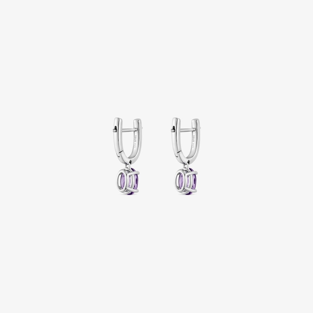 Silver Hoop earrings with amethyst and diamonds TOUS Basic Colors