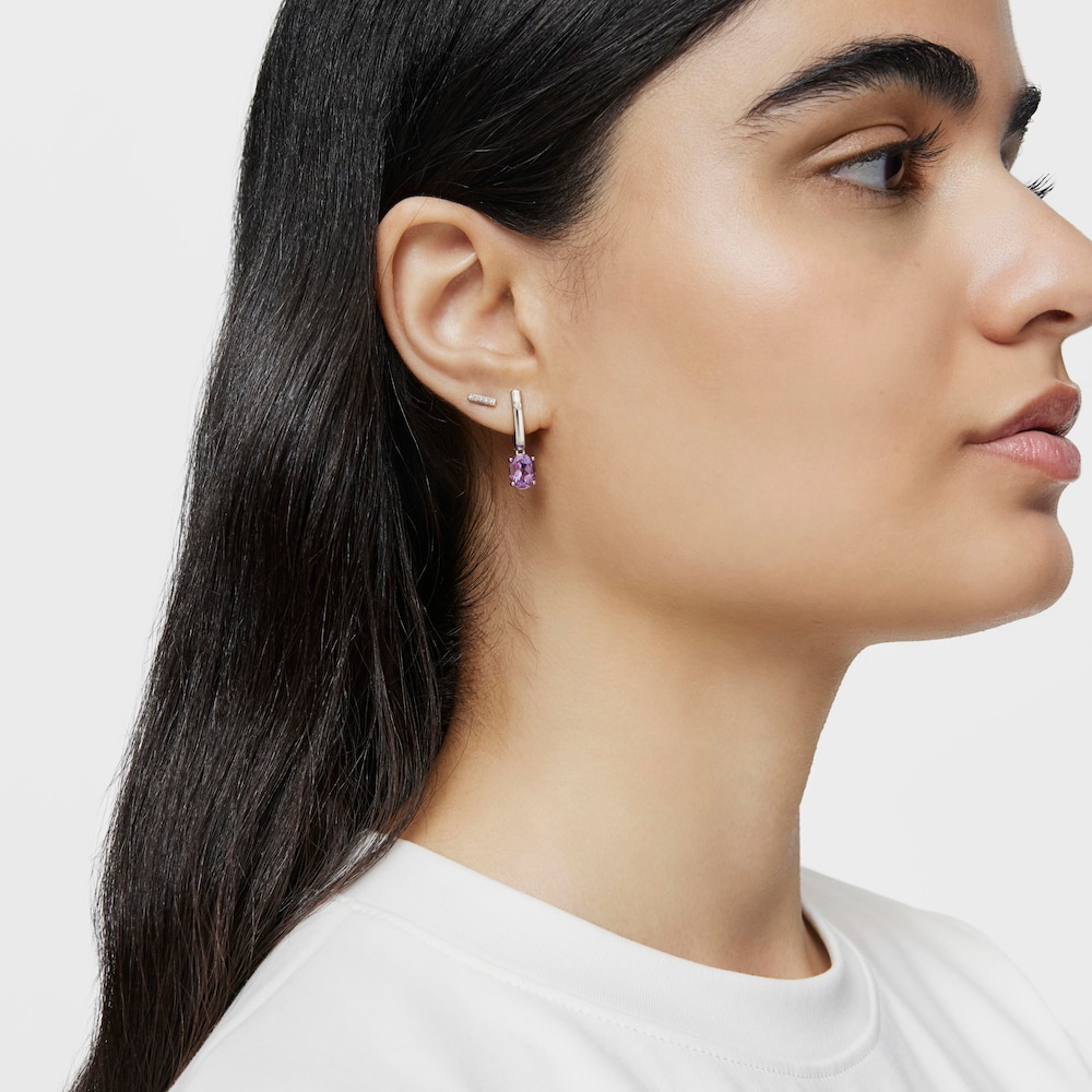 Silver Hoop earrings with amethyst and diamonds TOUS Basic Colors