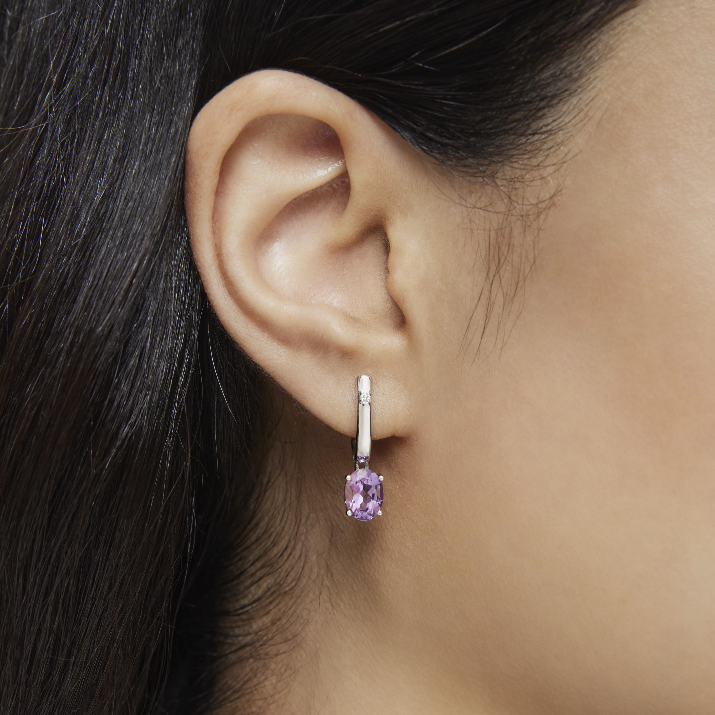 Silver Hoop earrings with amethyst and diamonds TOUS Basic Colors