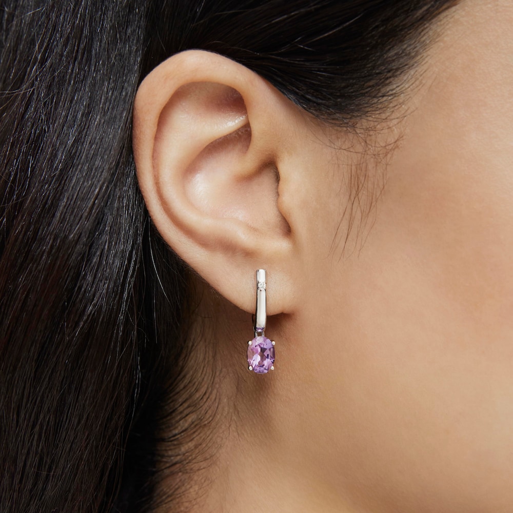 Silver Hoop earrings with amethyst and diamonds TOUS Basic Colors