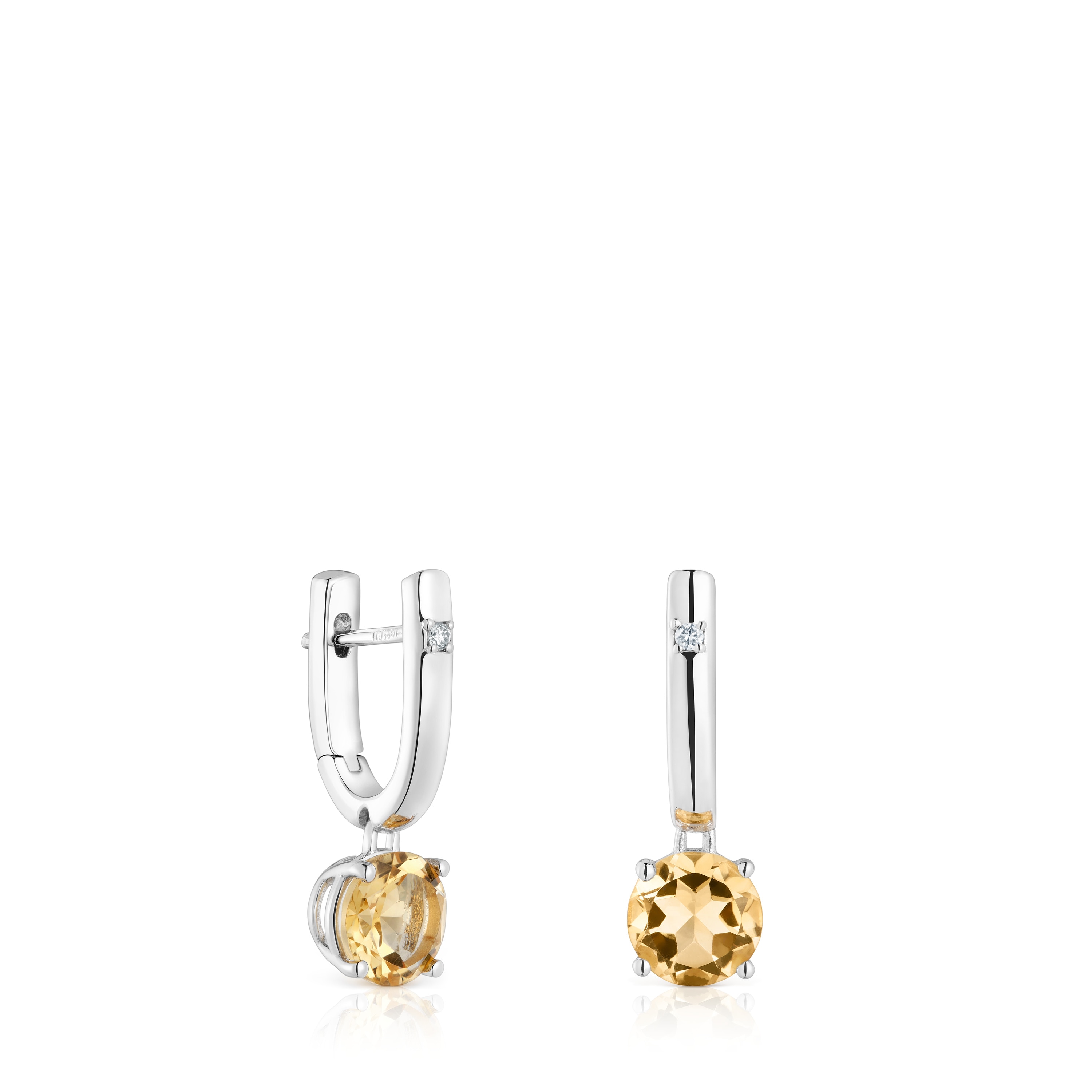 Silver Hoop earrings with citrine and diamonds TOUS Basic Colors