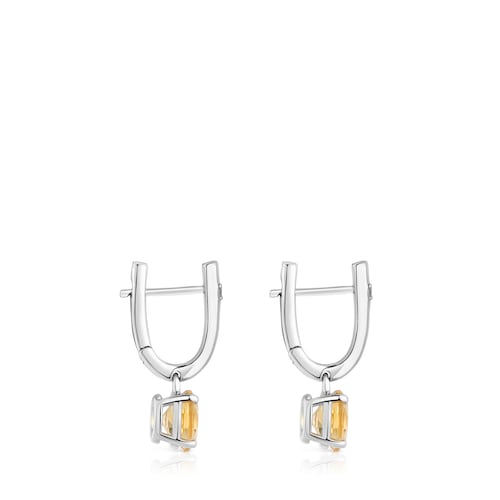 Pendientes aro de plata, citrino y diamantes Basic Colors