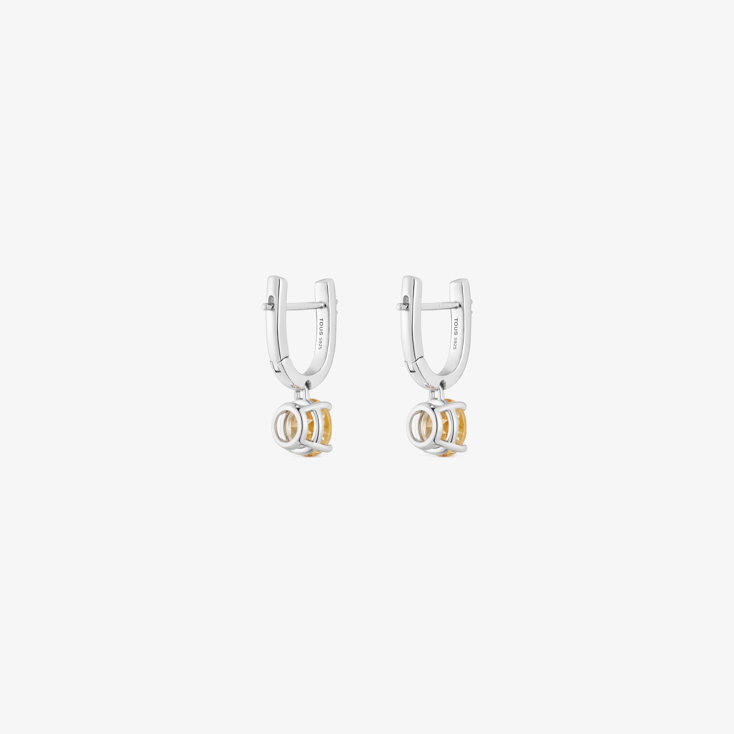 Silver Hoop earrings with citrine and diamonds TOUS Basic Colors