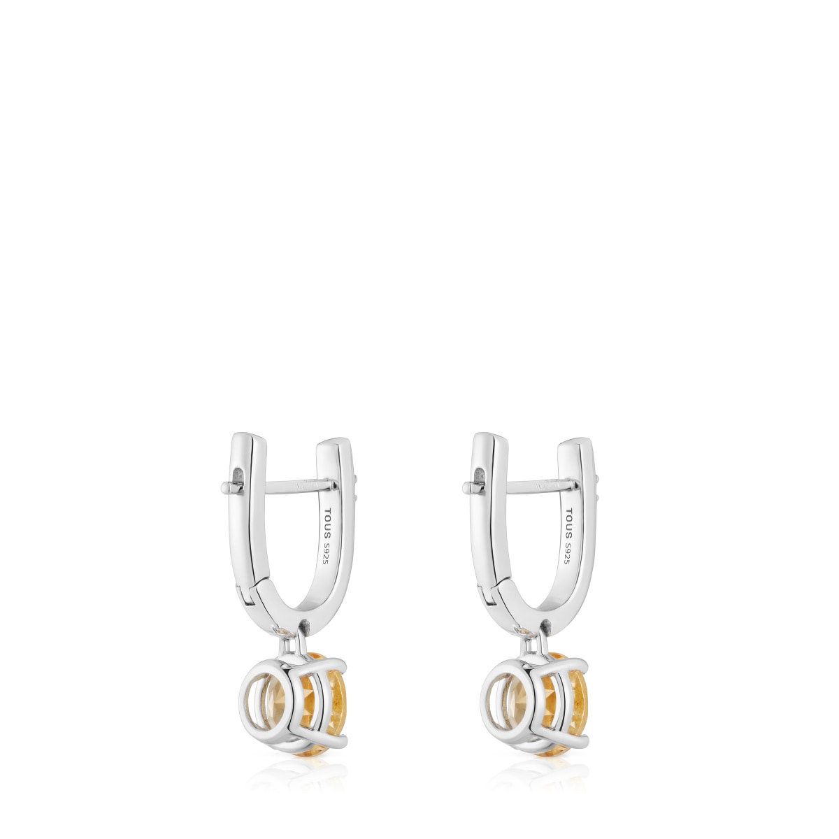Pendientes aro de plata, citrino y diamantes Basic Colors