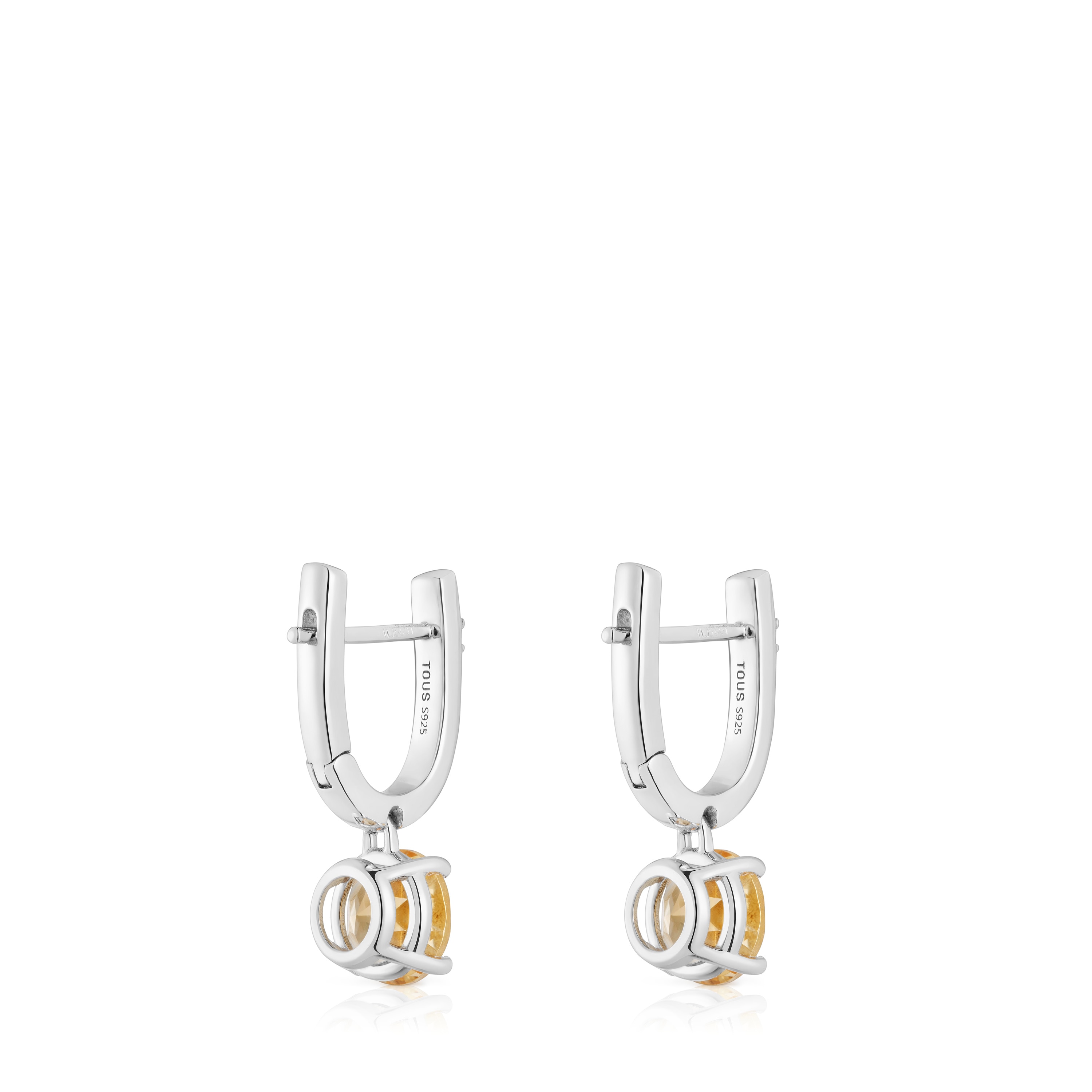 Silver Hoop earrings with citrine and diamonds TOUS Basic Colors