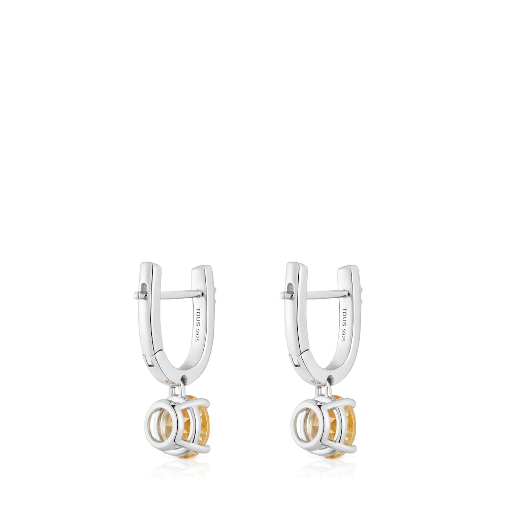 Pendientes aro de plata, citrino y diamantes Basic Colors image number 2