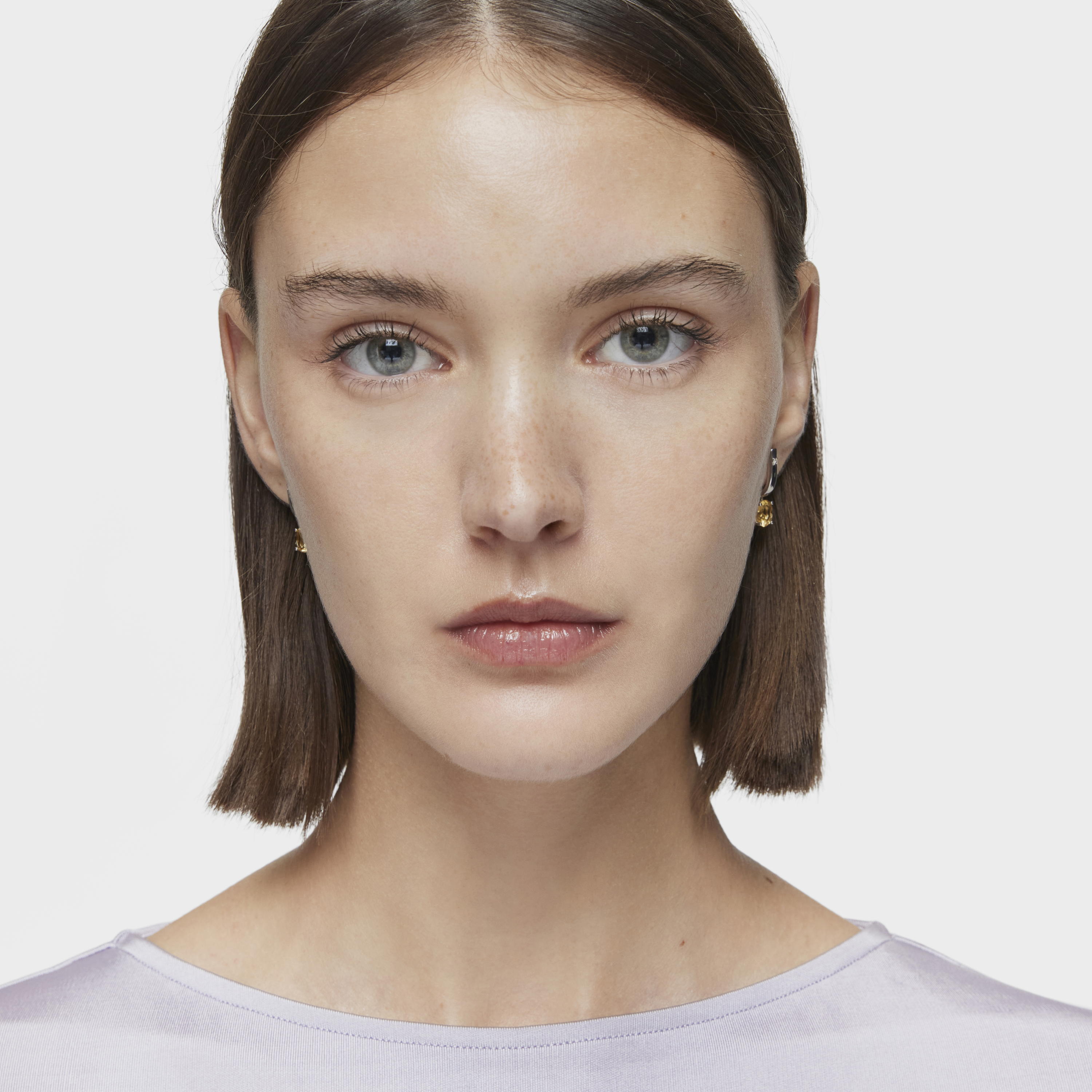 Silver Hoop earrings with citrine and diamonds TOUS Basic Colors