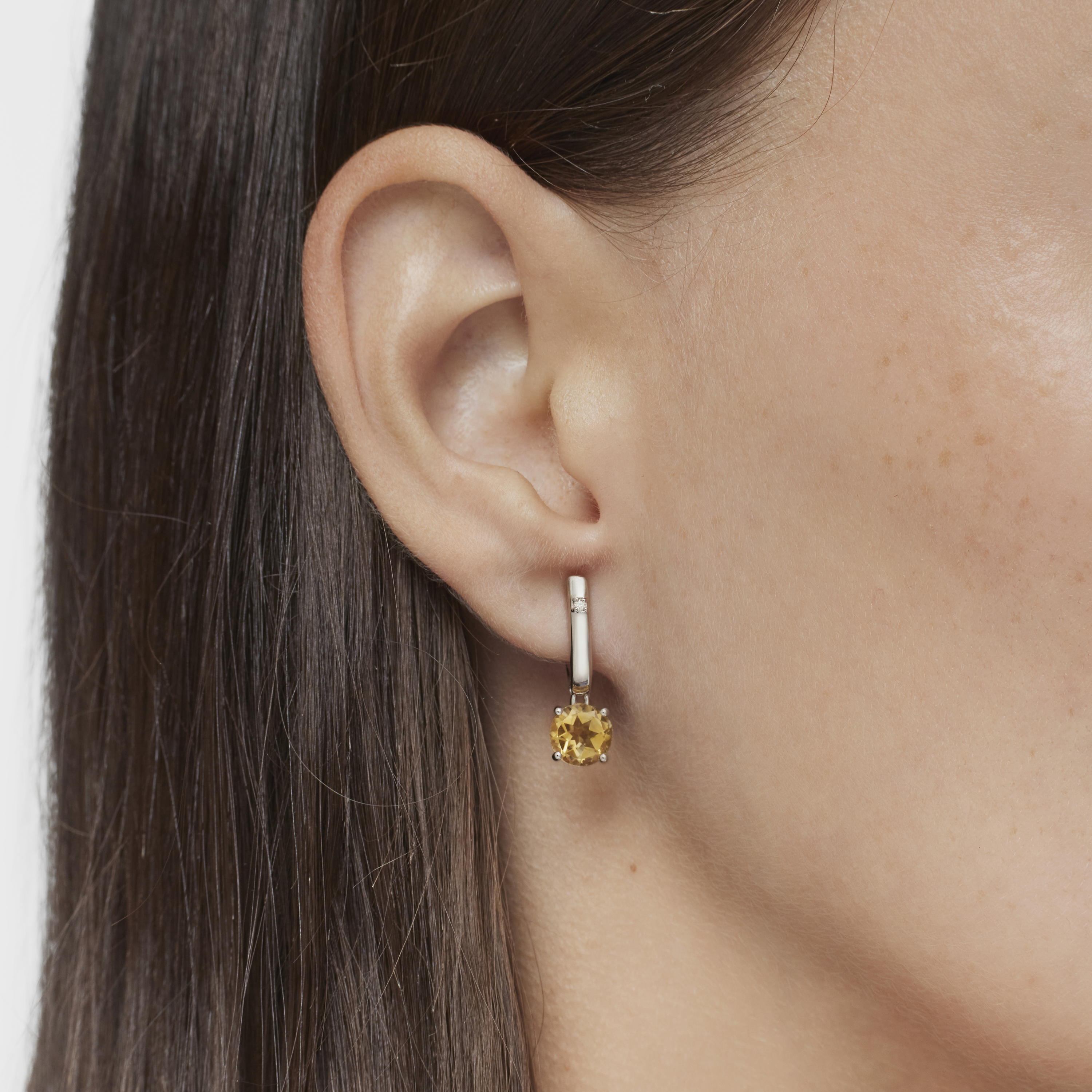 Silver Hoop earrings with citrine and diamonds TOUS Basic Colors