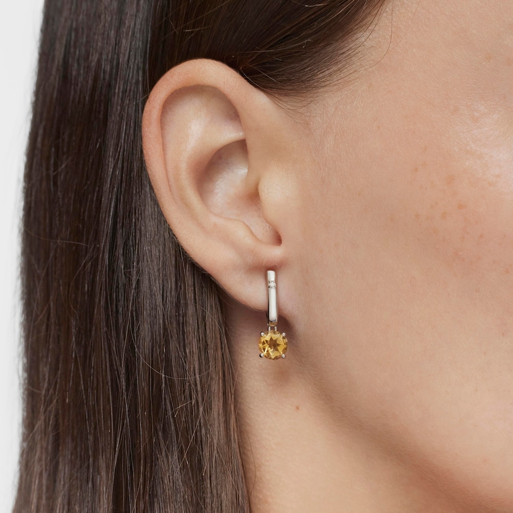 Kolczyki kreolki TOUS Basic Colors ze srebra z cytrynem i diamentami