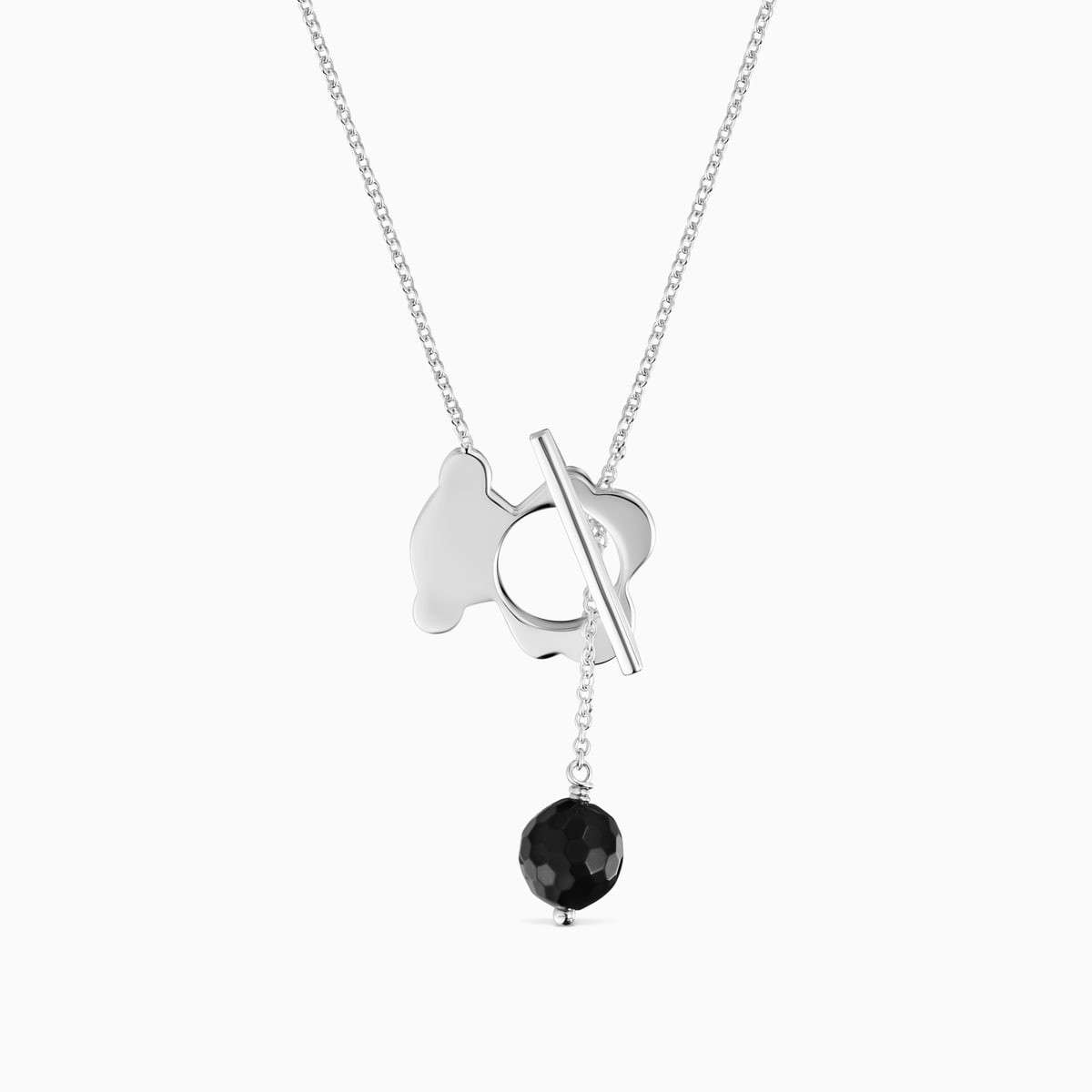 Short silver and onyx bear Necklace I-Bear | TOUS