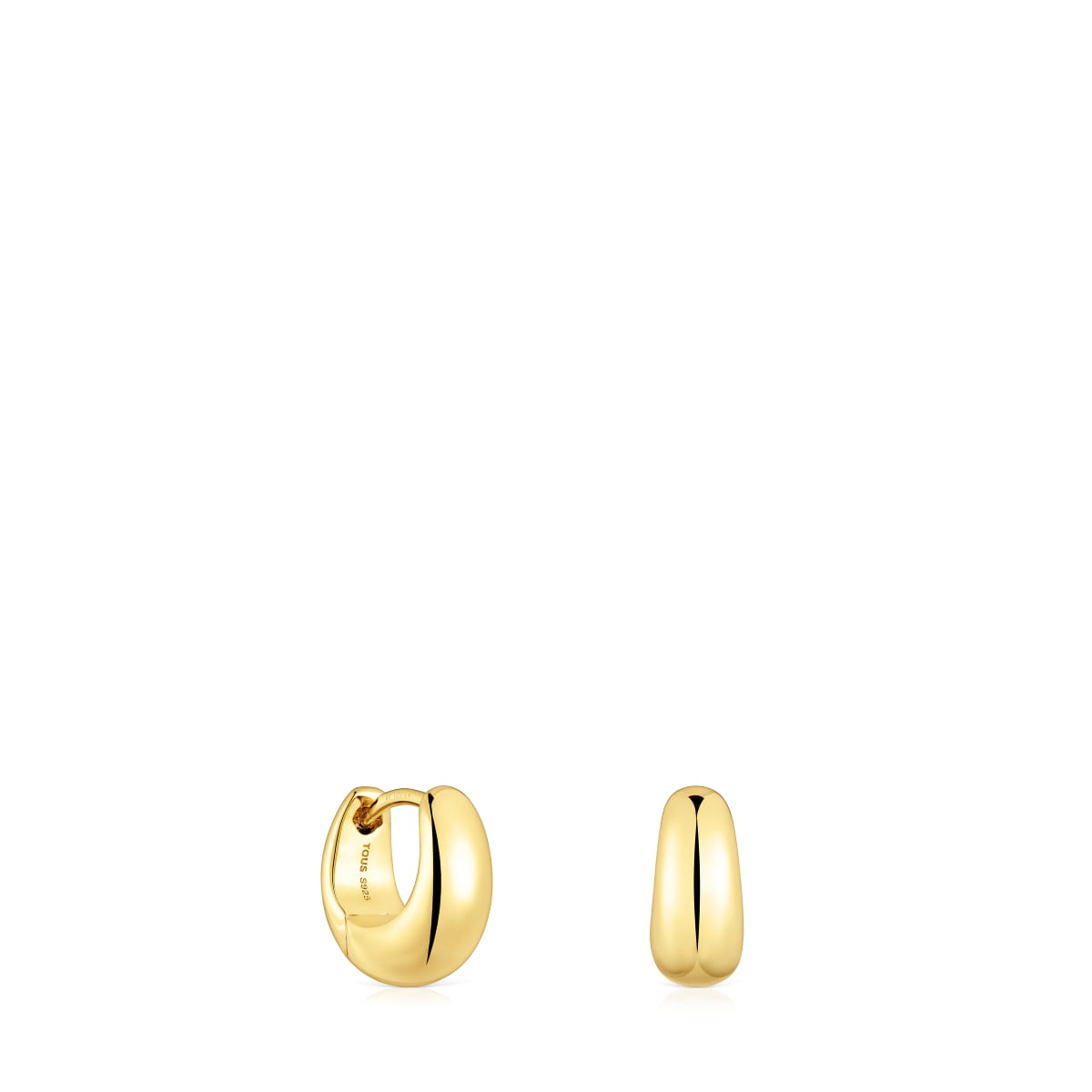Short, thick Hoop earrings with 18kt gold plating over silver TOUS Basics