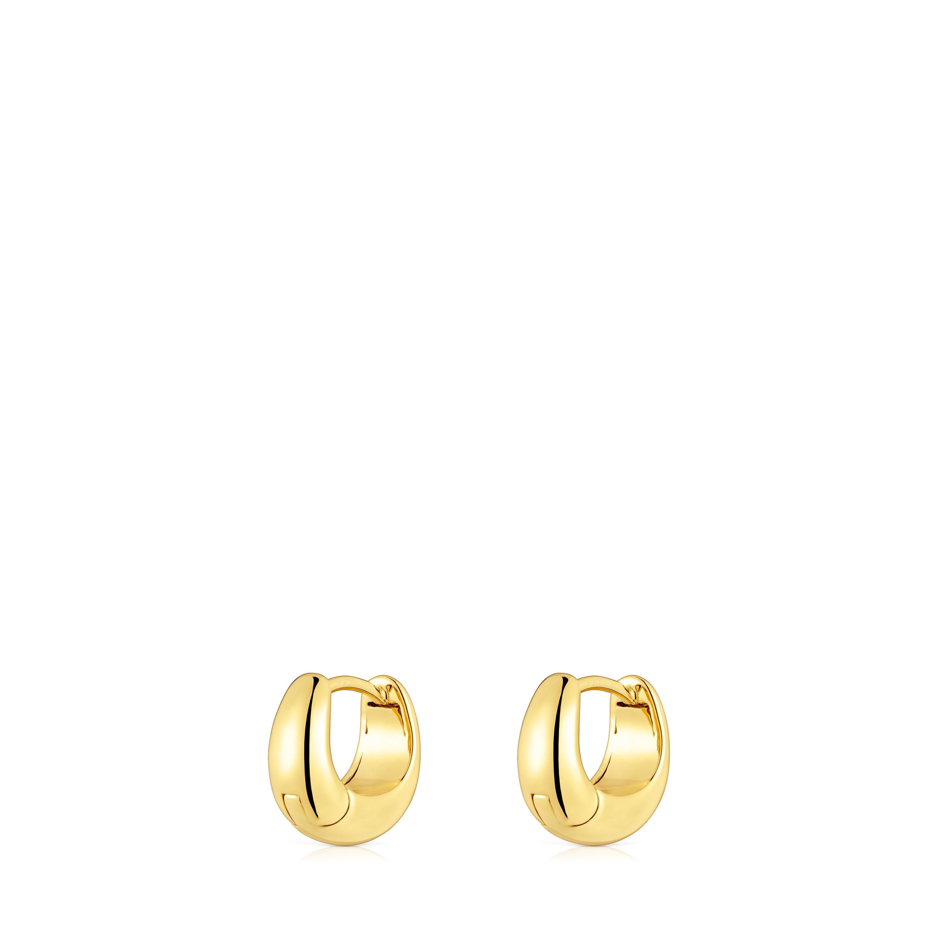 Short, thick Hoop earrings with 18kt gold plating over silver TOUS Basics