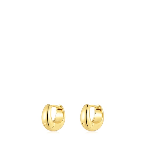 Short, thick Hoop earrings with 18kt gold plating over silver TOUS Basics