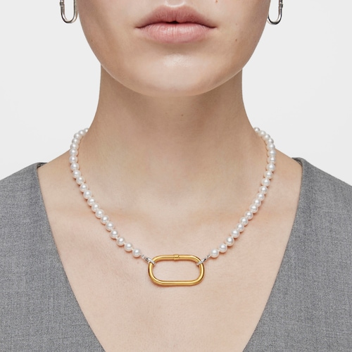 Anilla extra grande con baño de oro 18 kt sobre plata Hold Oval