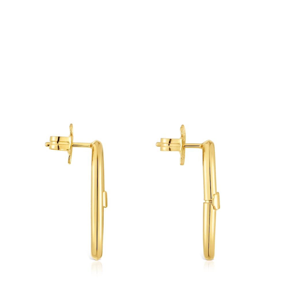 Pendientes cortos con baño de oro 18 kt sobre plata Hold Oval image number 1