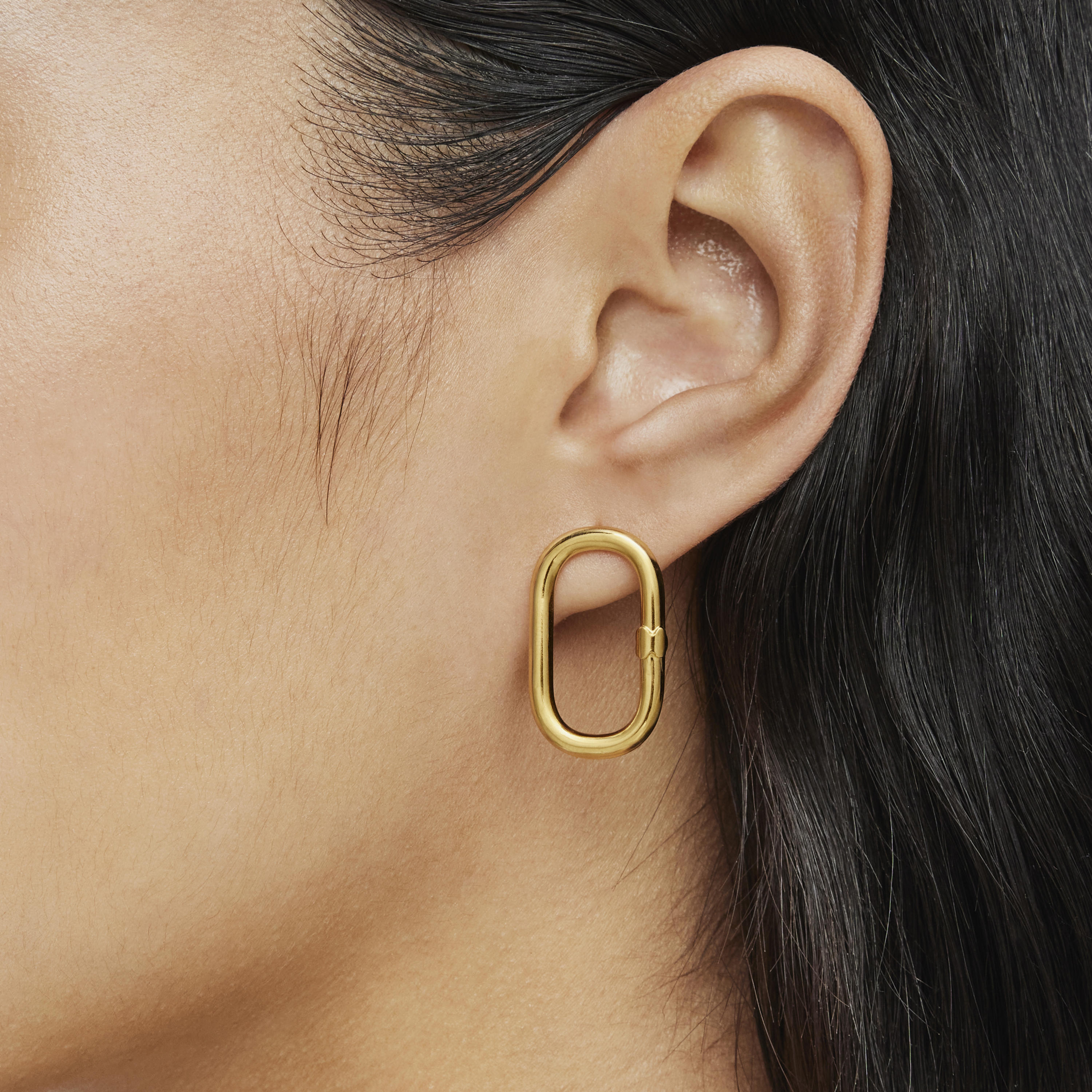 Short Earrings with 18K gold vermeil Hold Oval
