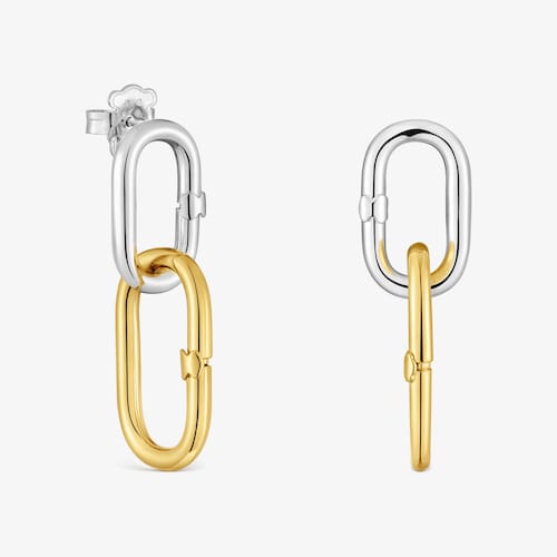 Aretes largos bicolor Hold Oval
