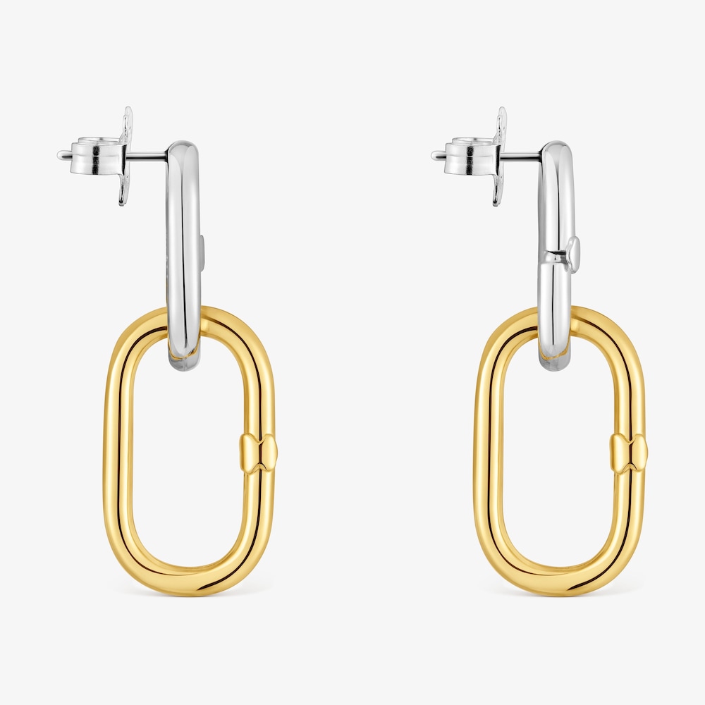 Pendientes largos bicolor Hold Oval