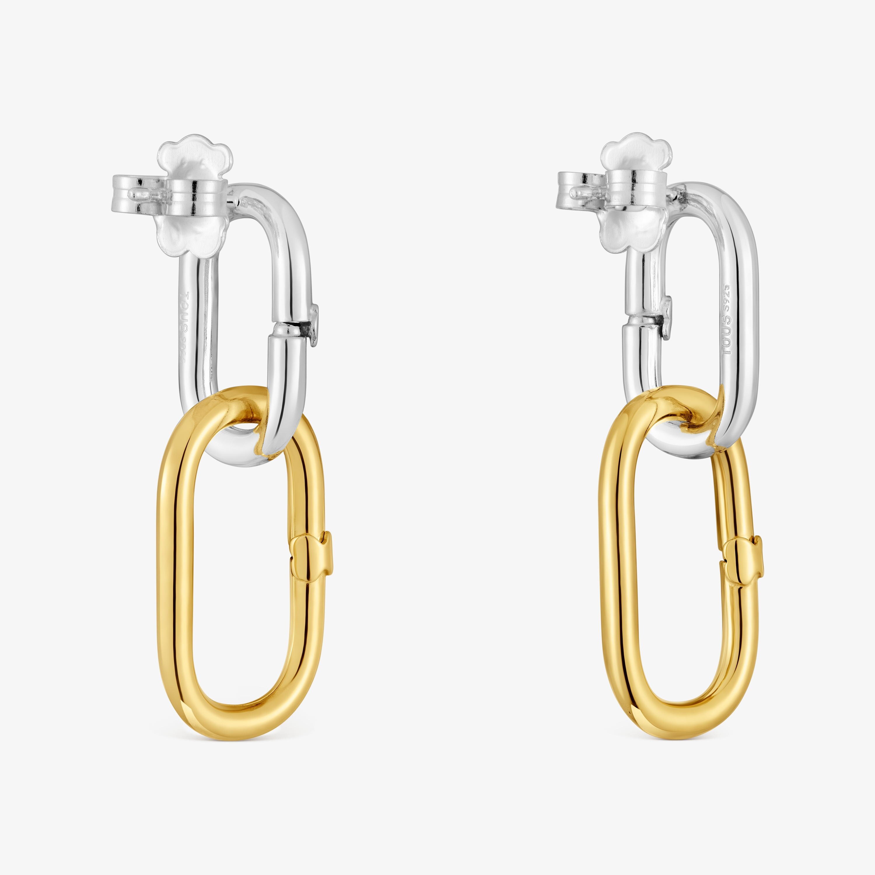 Long two-tone Earrings Hold Oval