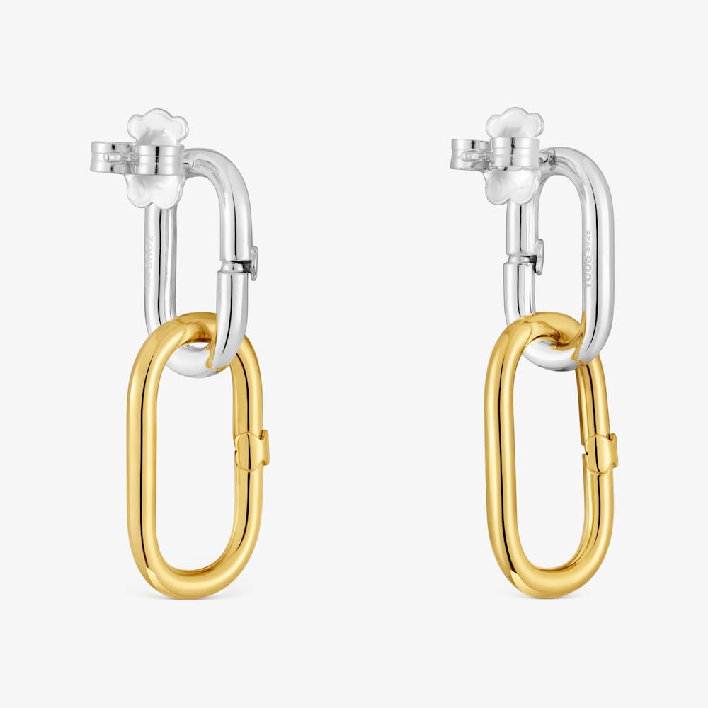 Pendientes largos bicolor Hold Oval