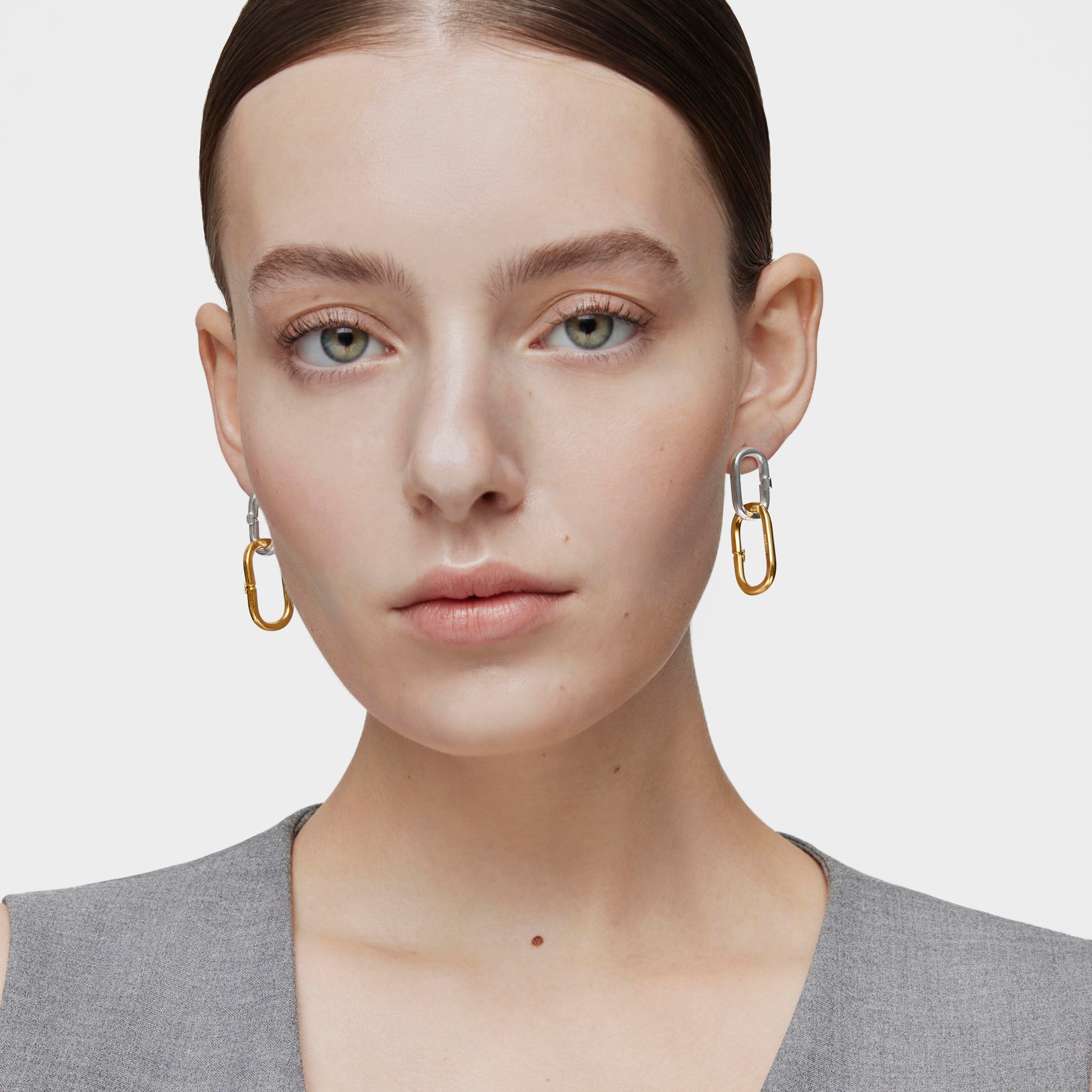Pendientes largos bicolor Hold Oval