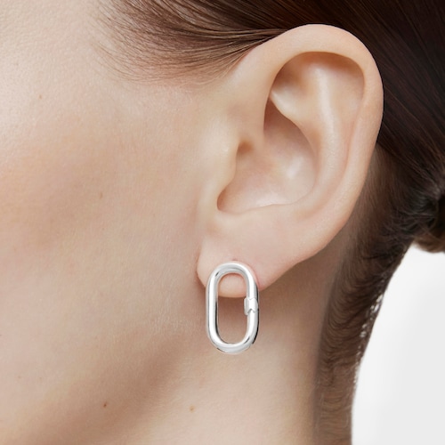 Pendientes largos bicolor Hold Oval