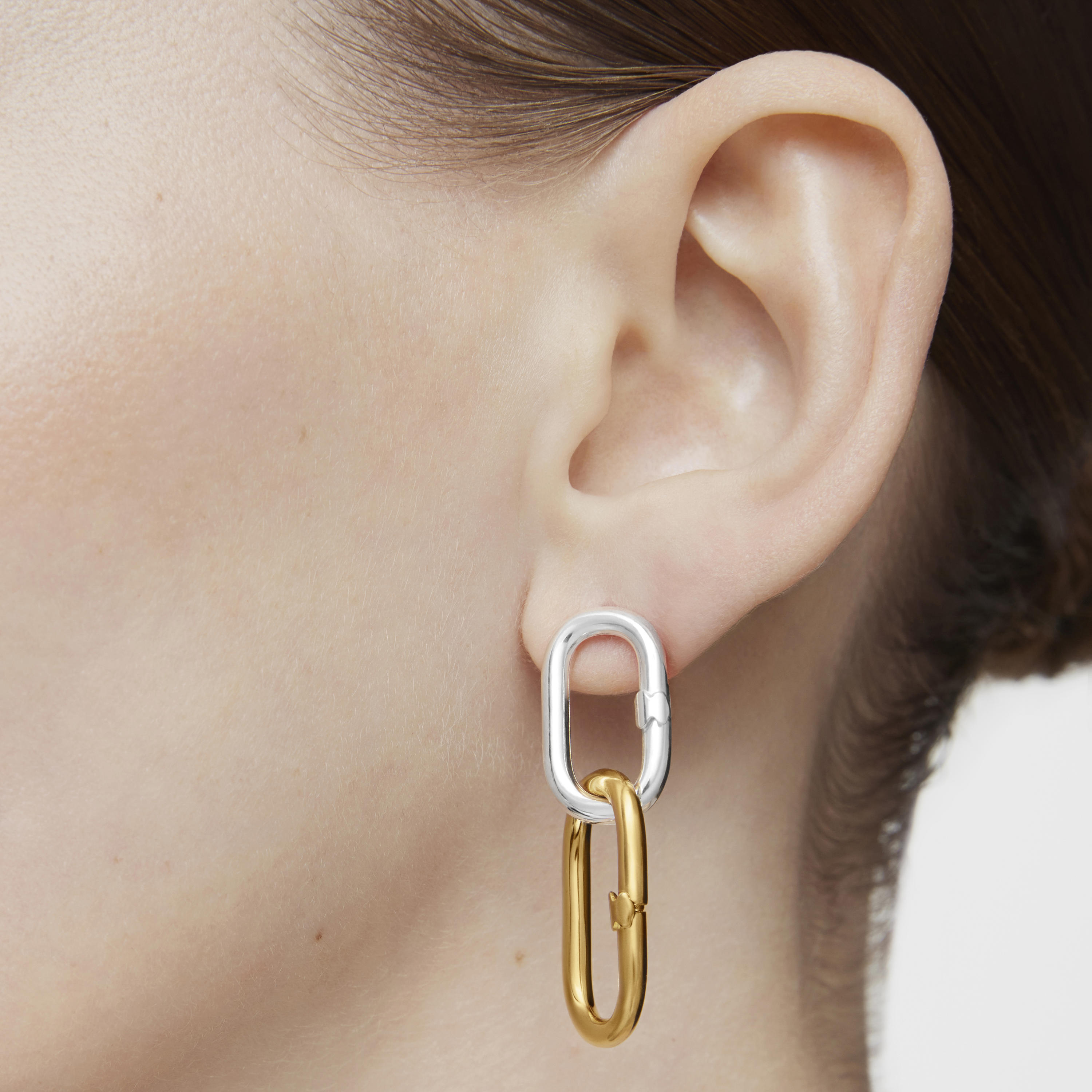 Long two-tone Earrings Hold Oval