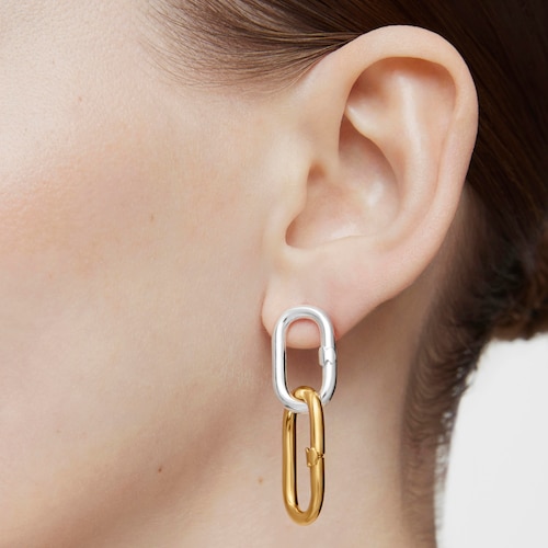 Pendientes largos bicolor Hold Oval