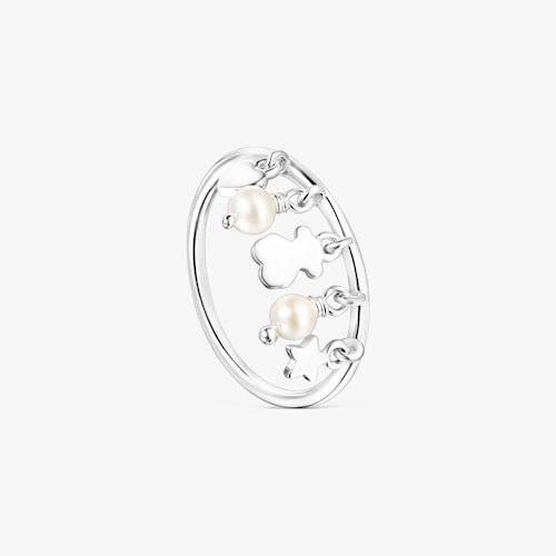 Anello in argento e perle con motivi di orsetti, cuori e stelle Cool Joy