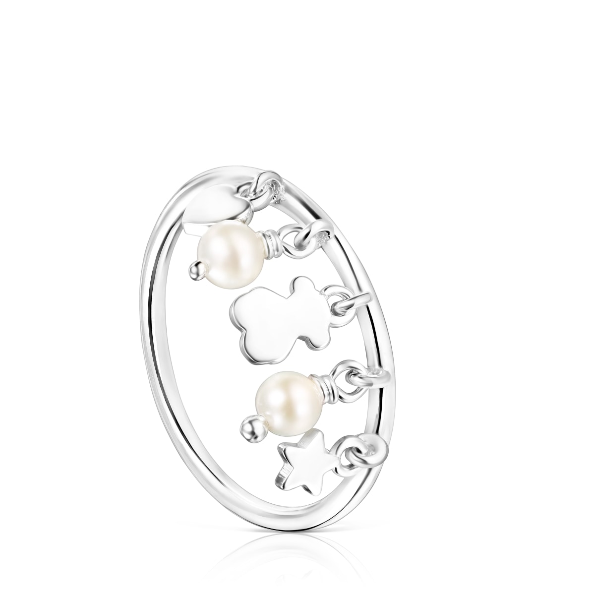 Tous - Anillo De Plata Y Perlas Motivos Oso, Corazón Y Estrella Cool Joy Talla 14