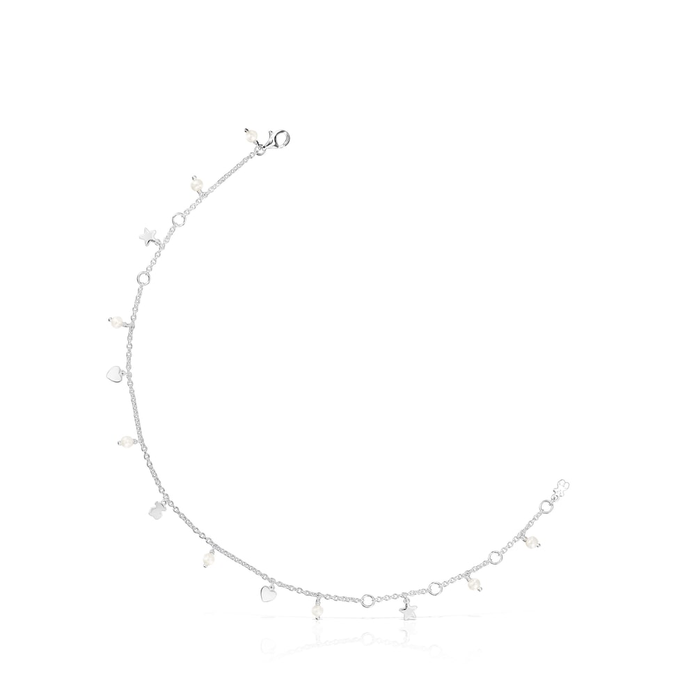 Tobillera Cool Joy de plata y perlas