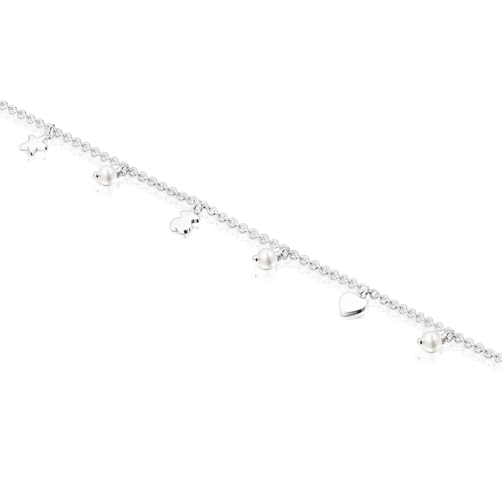 Tobillera Cool Joy de plata y perlas