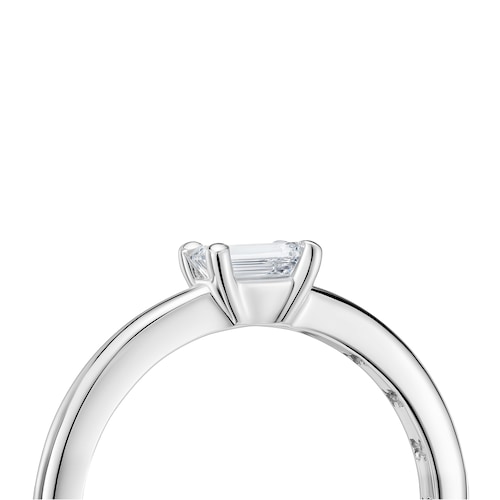 Platinum solitaire Ring with emerald-cut, lab-grown diamond Les Classiques LGD