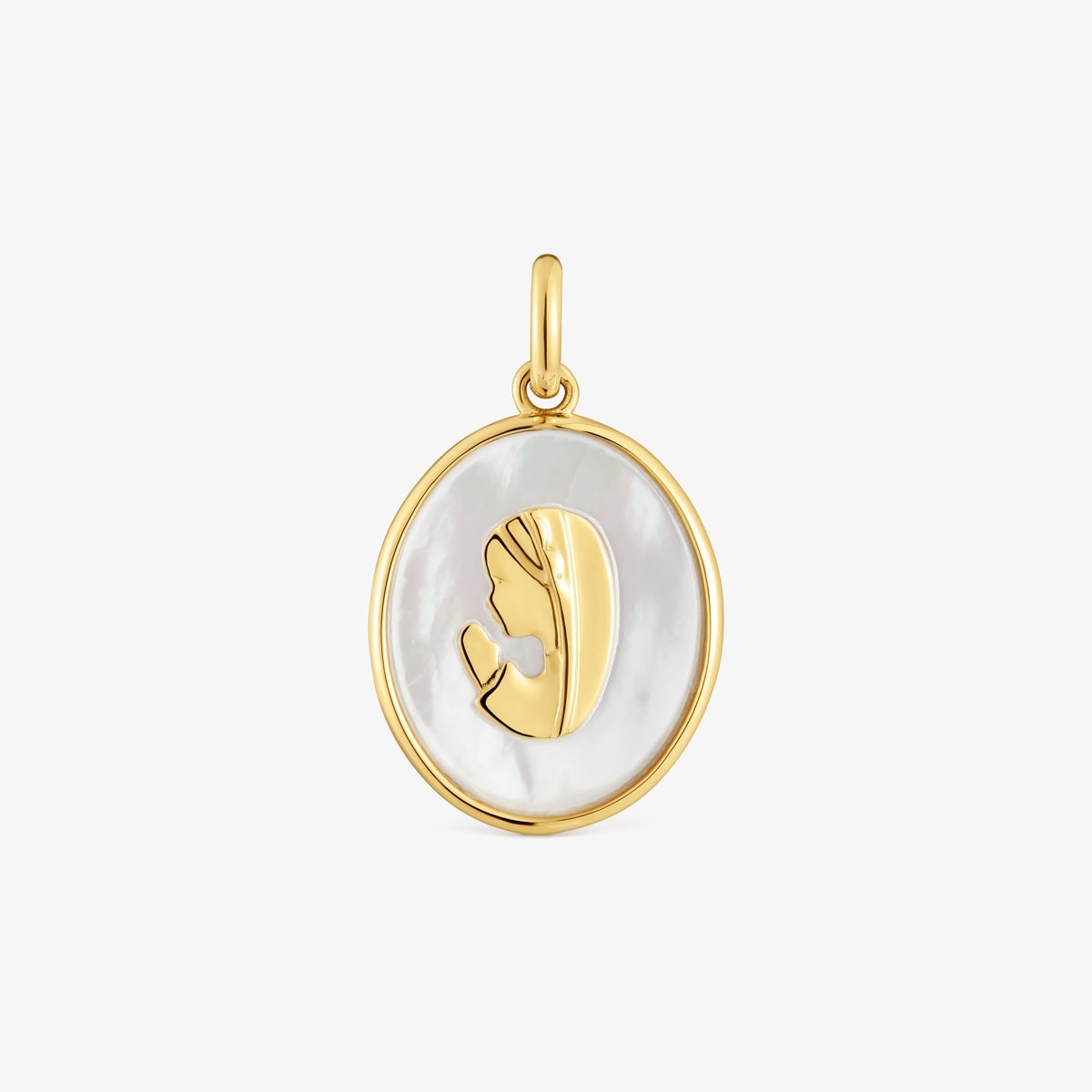 Tous - Colgante Medalla Virgen De Oro Y Nacar Devoción - Blanco