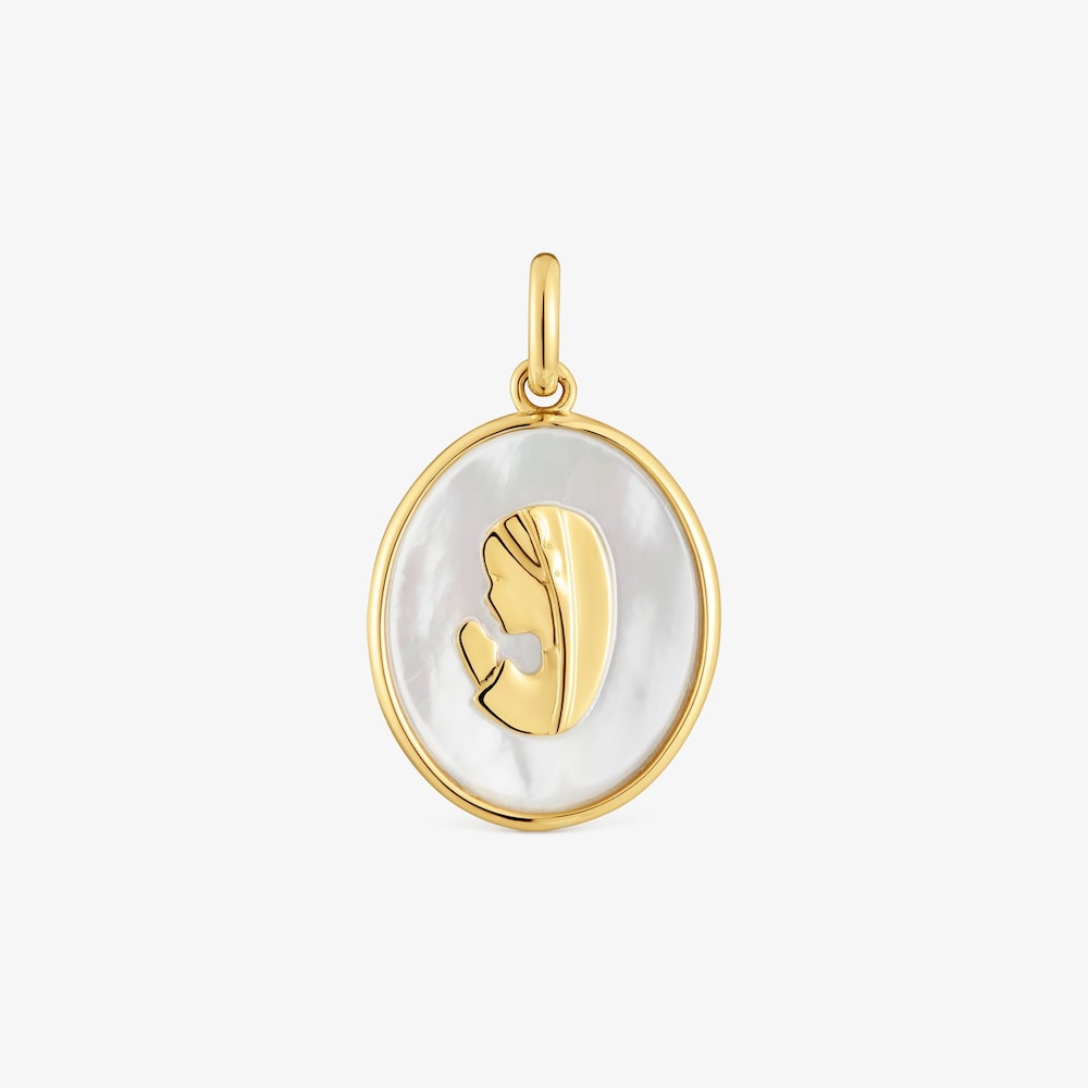 Dije medalla virgen de oro y nacar Devoci&oacute;n