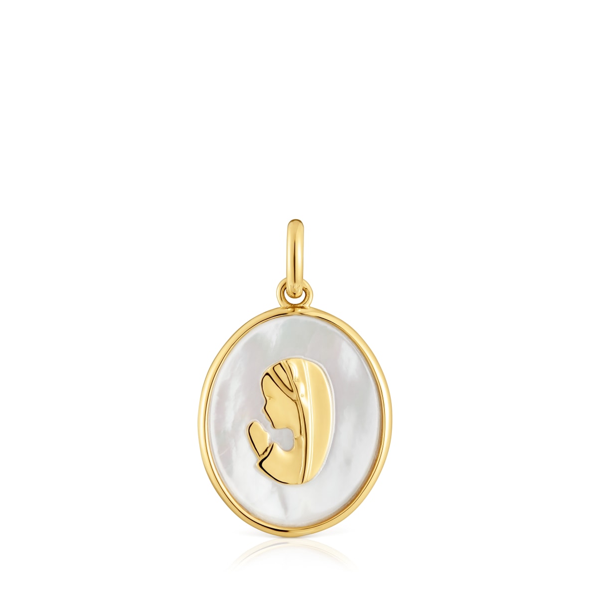 Colgante medalla virgen de oro y nacar Devoción image number 0