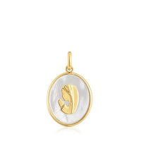 Colgante medalla virgen de oro y nacar Devoción