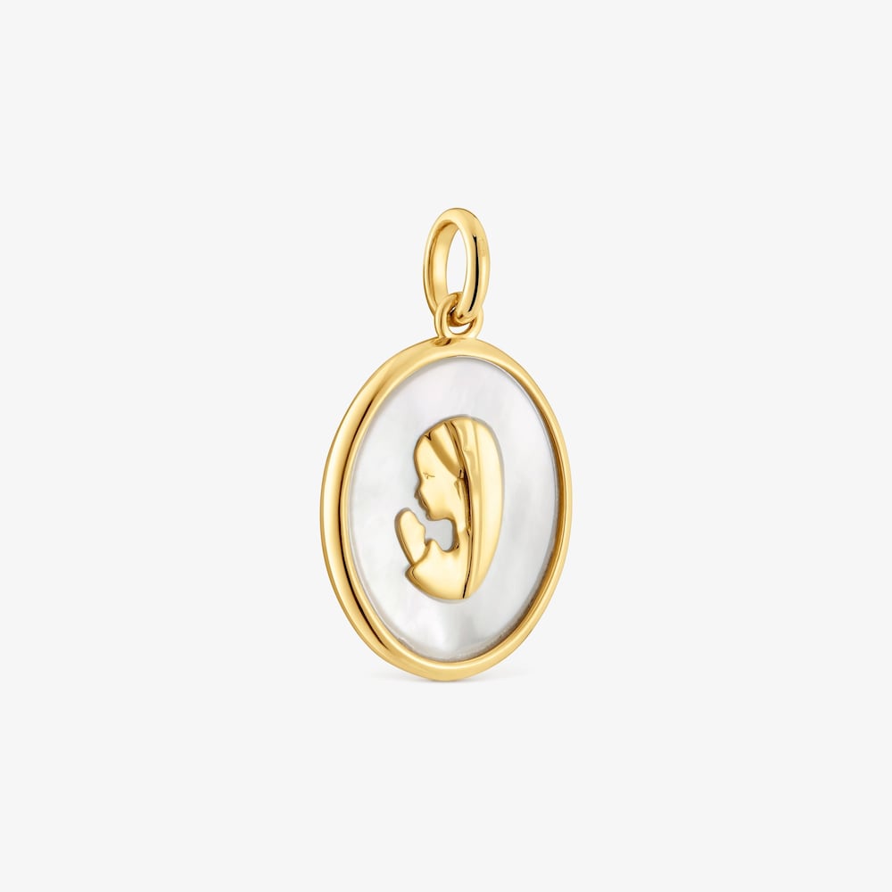 Dije medalla virgen de oro y nacar Devoci&oacute;n