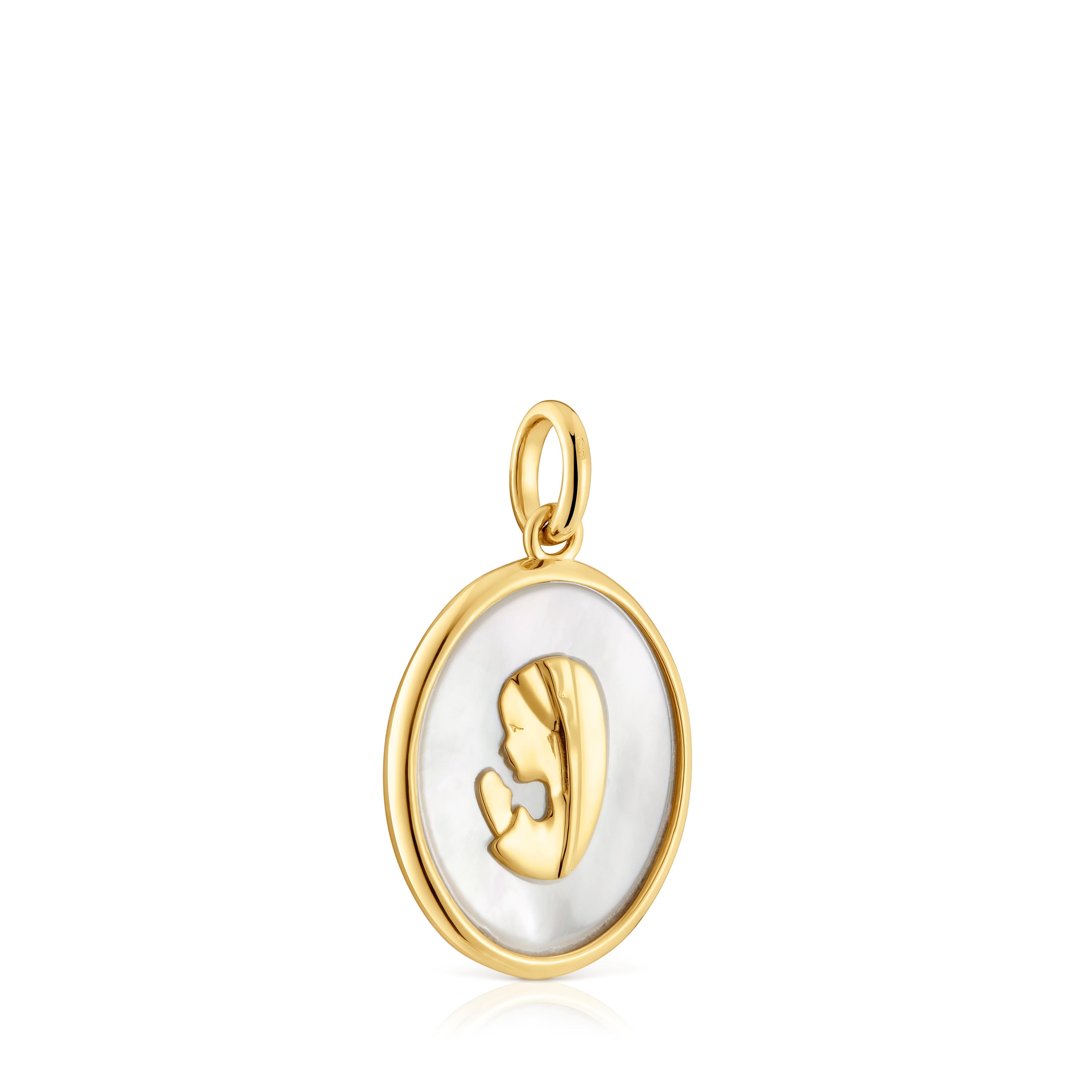 Gold and mother-of-pearl virgin Medallion pendant Devotion