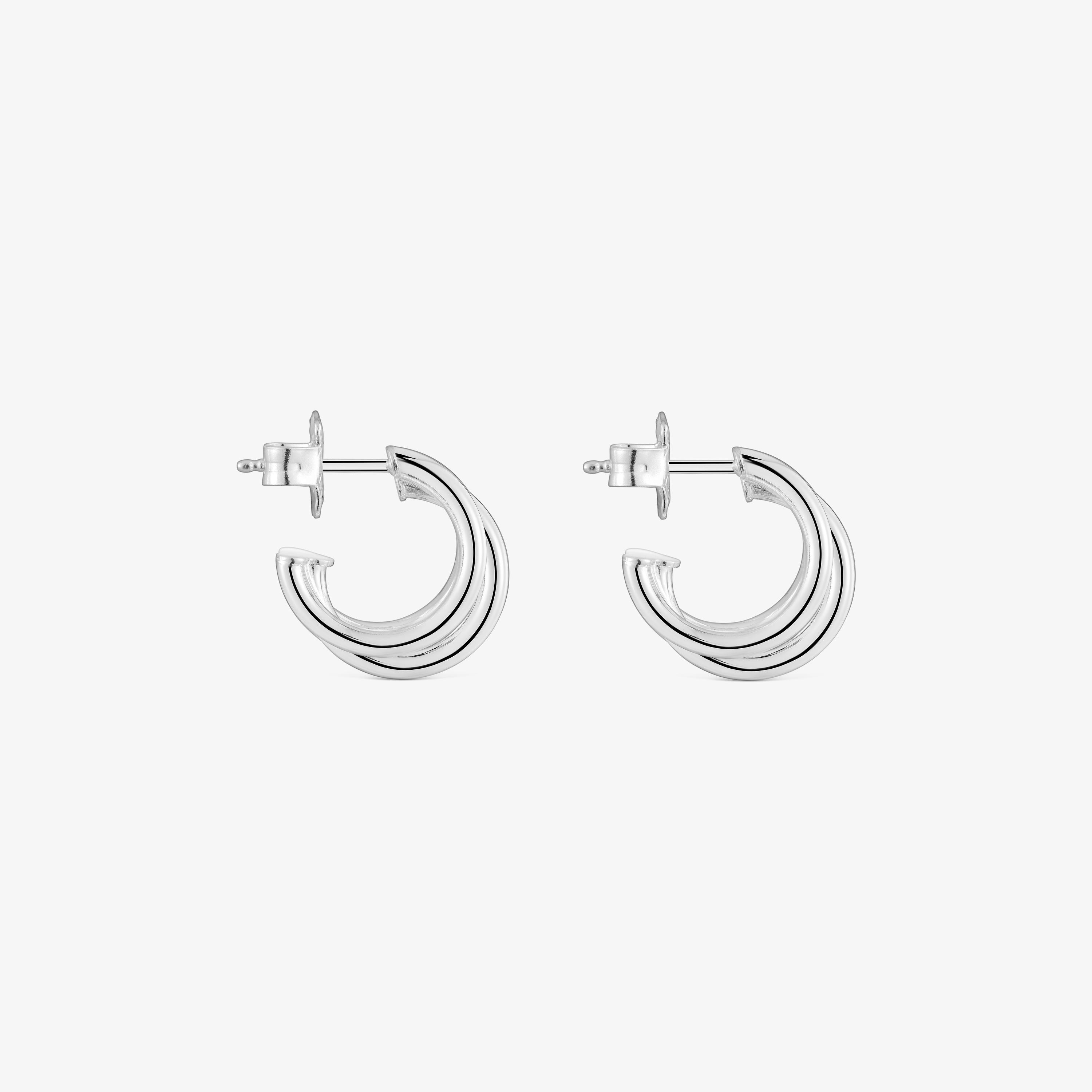 Short silver triple-hoop Earrings Basics