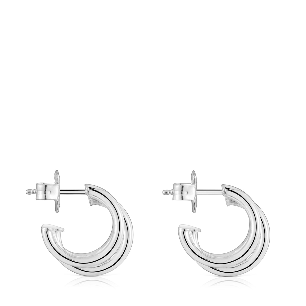 Short silver triple-hoop Earrings Basics image number 1