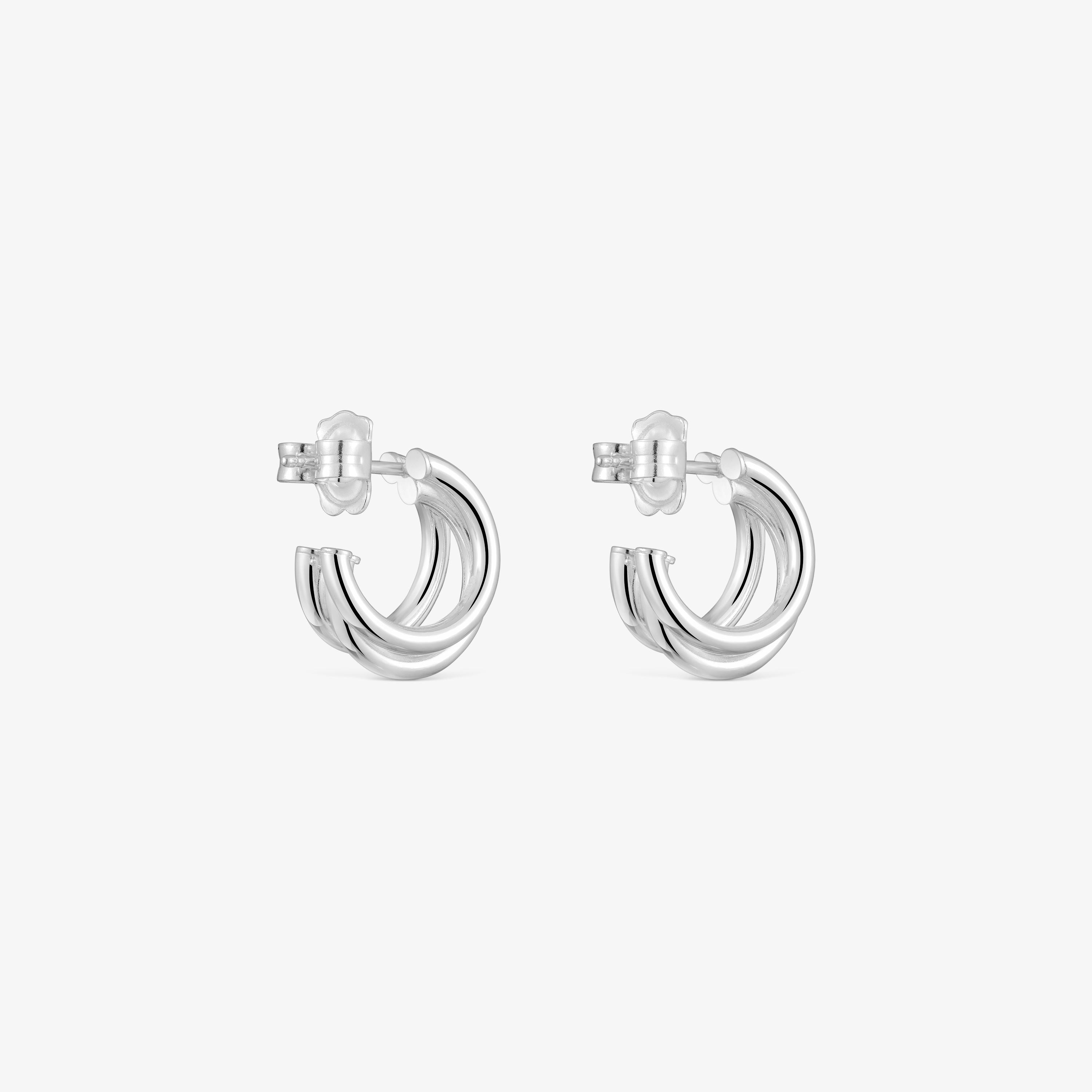 Short silver triple-hoop Earrings Basics