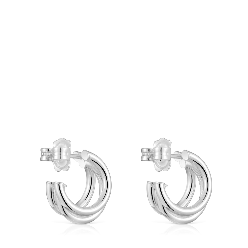 Short silver triple-hoop Earrings Basics image number 2