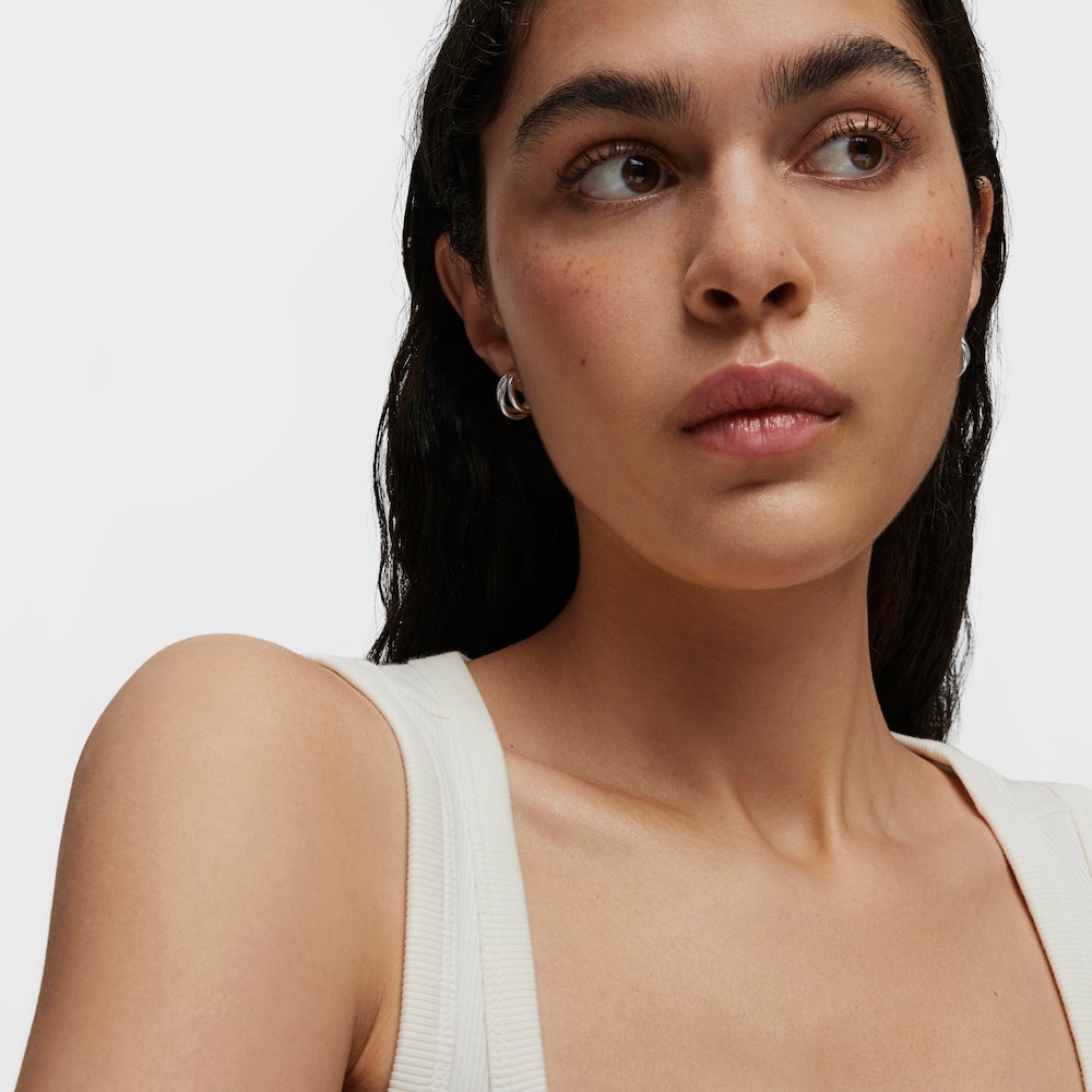 Short silver triple-hoop Earrings Basics